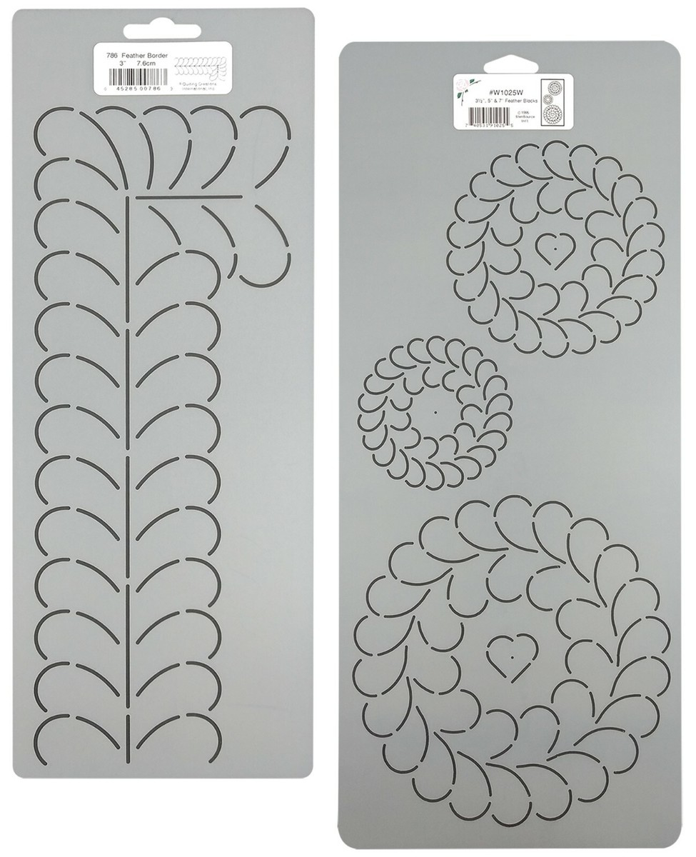 2 Feather Quilting Stencils Quilt Border Templates Stencils Hand regarding Feather Border Quilt Template