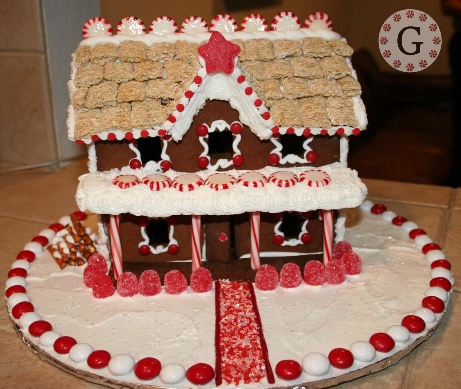 2 Story Inn Gingerbread House Template - Etsy intended for Two Story Gingerbread House Template