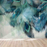 3D Watercolor Feather Pattern Wall Mural Wallpaper Lqh 311 | Fruugo Uk With Feather Template For Mural