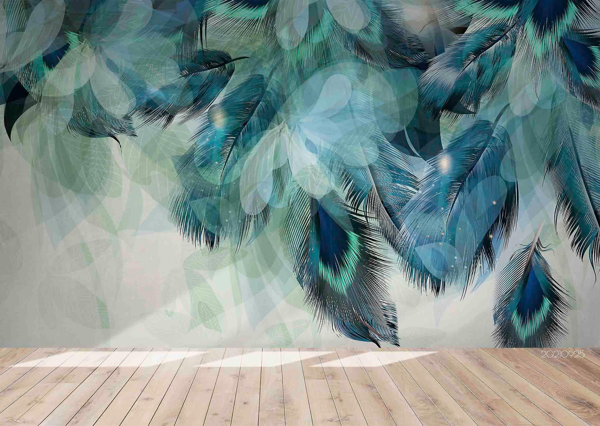 3D Watercolor Feather Pattern Wall Mural Wallpaper Lqh 311 | Fruugo Uk with Feather Template For Mural