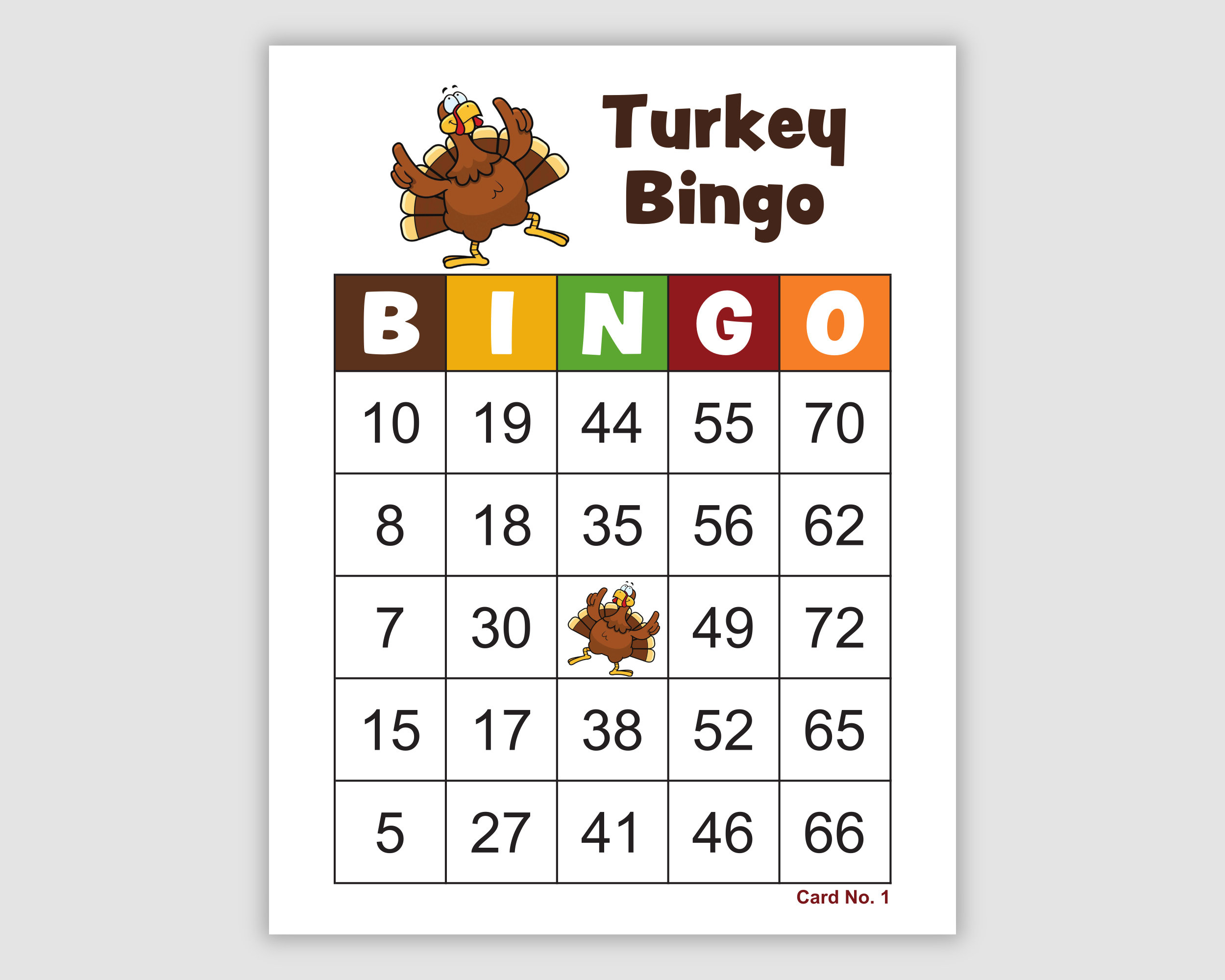 500 Turkey Bingo Cards, 1, 2, And 4 Per Page, Instant Printable with regard to Turkey Bingo Template