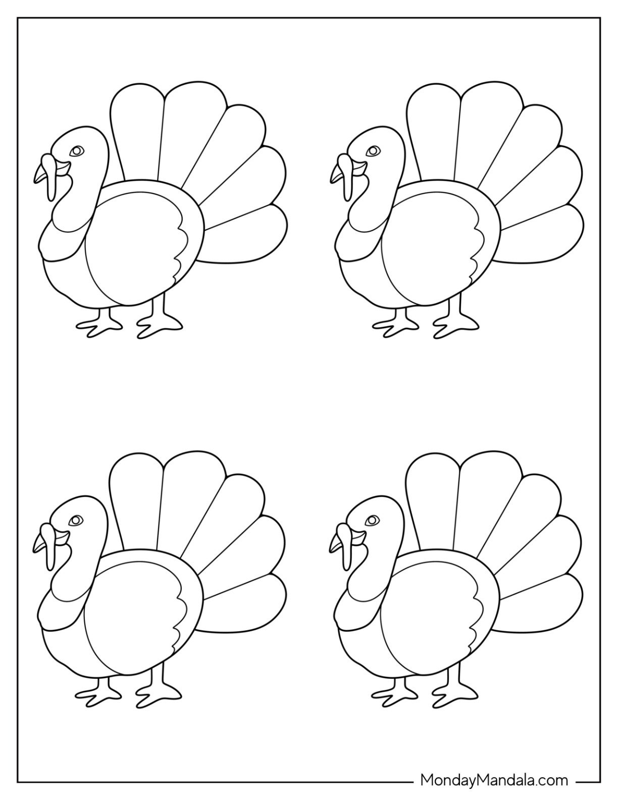 62 Turkey Templates (Free Pdf Printables) with Black and White Turkey Template