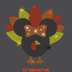 8.2" Minnie Mouse Turkey Iron On Rhinestone Transfer Applique Bling  Thanksgiving Patch Throughout Minnie Mouse Turkey Disguise Template