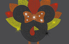 8.2" Minnie Mouse Turkey Iron On Rhinestone Transfer Applique Bling  Thanksgiving Patch throughout Minnie Mouse Turkey Disguise Template