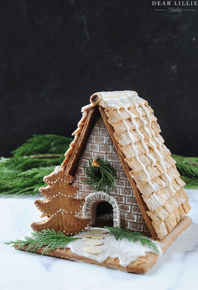 A-Frame Gingerbread House - Dear Lillie Studio inside Gingerbread House Template a Frame
