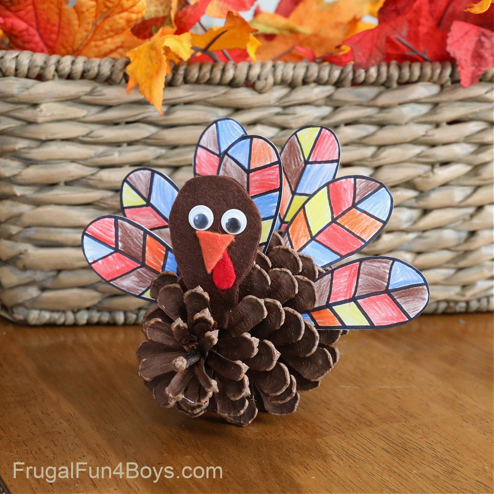 Adorable Pine Cone Turkeys - Frugal Fun For Boys And Girls inside Free Pincone Turkey Feather Template