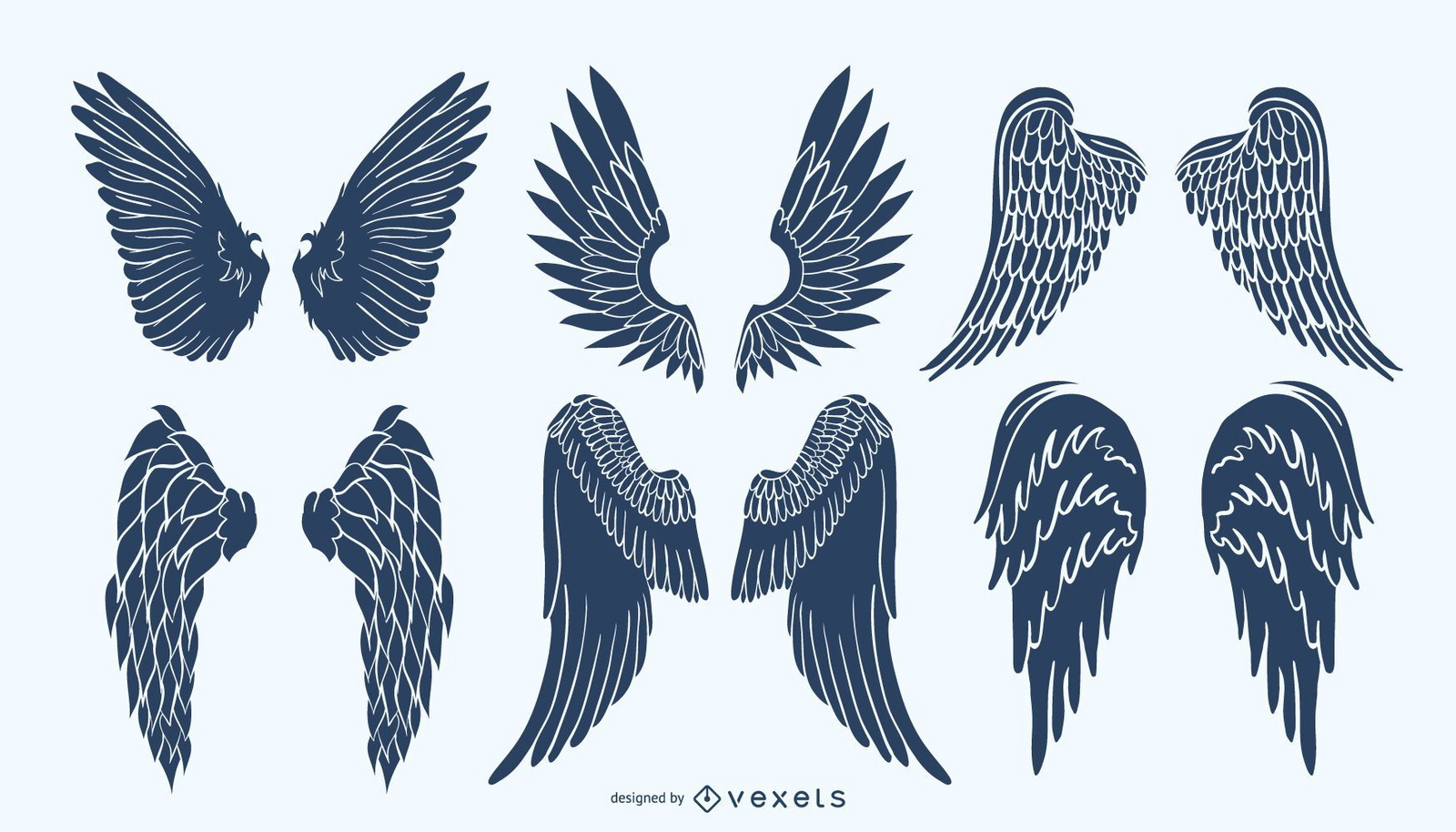 Angel Wings Silhouette Pack Vector Download intended for Feather Wing Cut Out Template