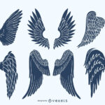Angel Wings Silhouette Pack Vector Download With Regard To Angel Feather Template