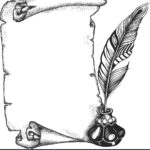 Antique Paper Scroll With Quill And Inkwell Vector Image On Intended For Feather Pen Template Printable