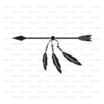 Arrow And Feathers. Cut Files For Cricut. Clip Art Silhouettes With Indian Arrow Feather Printable Template