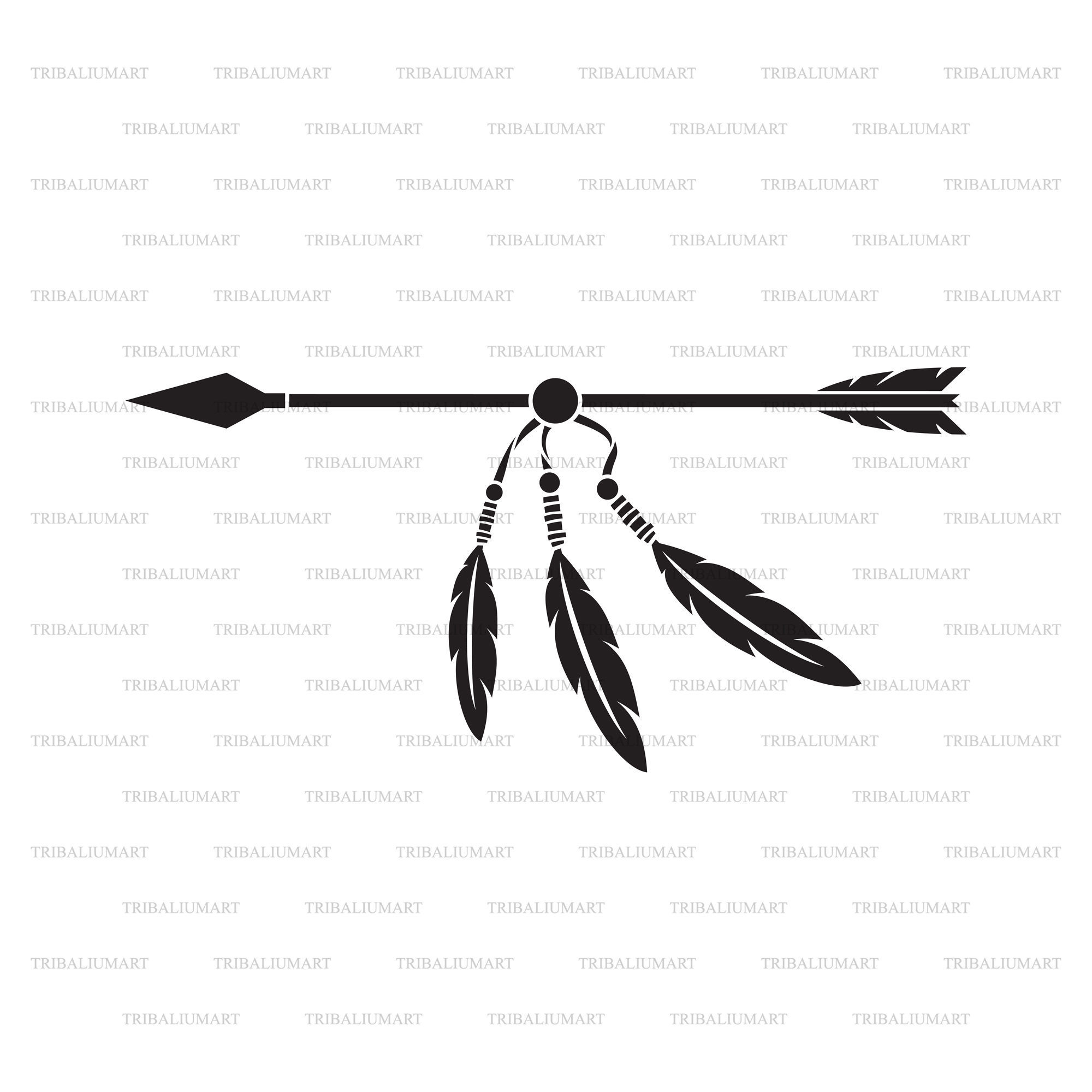 Arrow And Feathers. Cut Files For Cricut. Clip Art Silhouettes with Indian Arrow Feather Printable Template