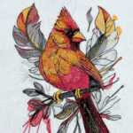 Autumn Feather Cardinal Embroidery Design   Instant Download In Cardinal Feather Template