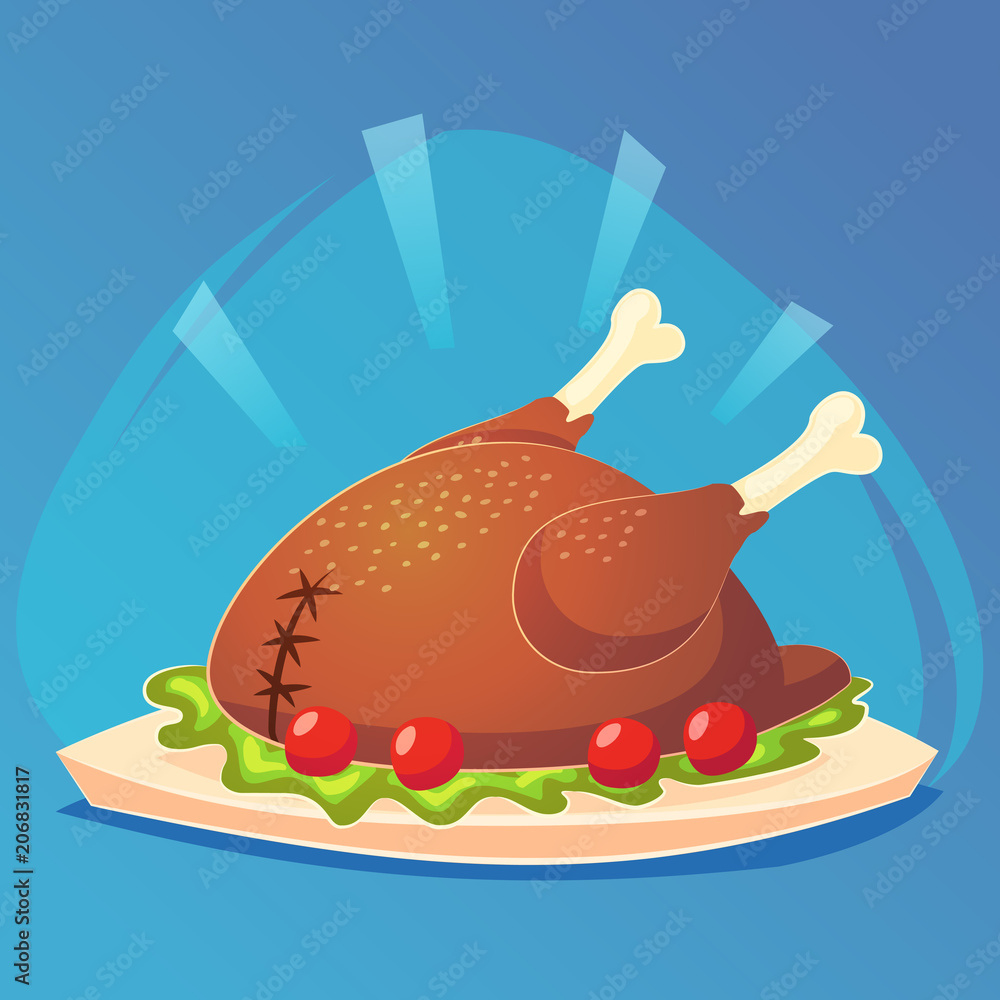 Baked Turkey For Thanksgiving Day. Traditional Food Game Icon regarding Cooked Turkey Template