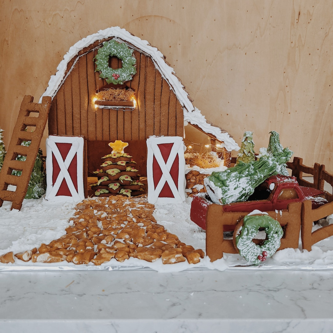 Barn Gingerbread House Template - Etsy with Barn Gingerbread House Template