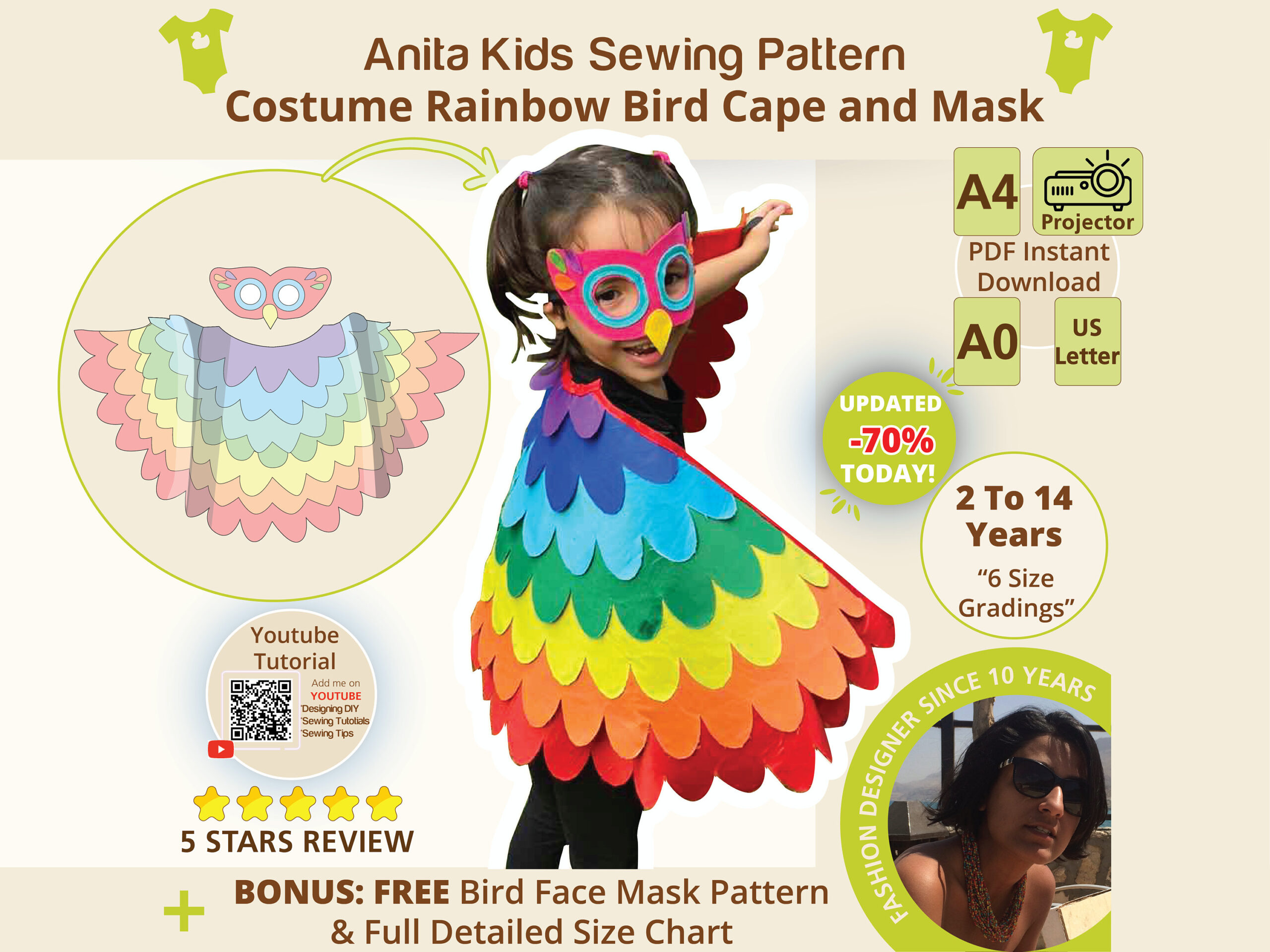 Bird Wing Cape Pattern - Etsy within Kids Cape Feather Template