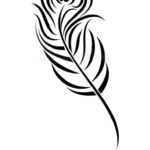 Black And White Feather Drawing | Peacock Feather Stock Regarding Feather Template Black And White