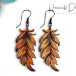 Boho Feather Earring Svg Laser Cut File, Wood Earrings Template Pertaining To Feather Leaf Earring Template