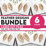 Boho Feather Shape Wood Bundle Earring Svg Laser Cut File Women In Feather Leaf Earring Template