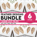 Boho Feather Shape Wood Bundle Earring Svg Laser Cut File Women In Laser Cut Feather Earrings Template
