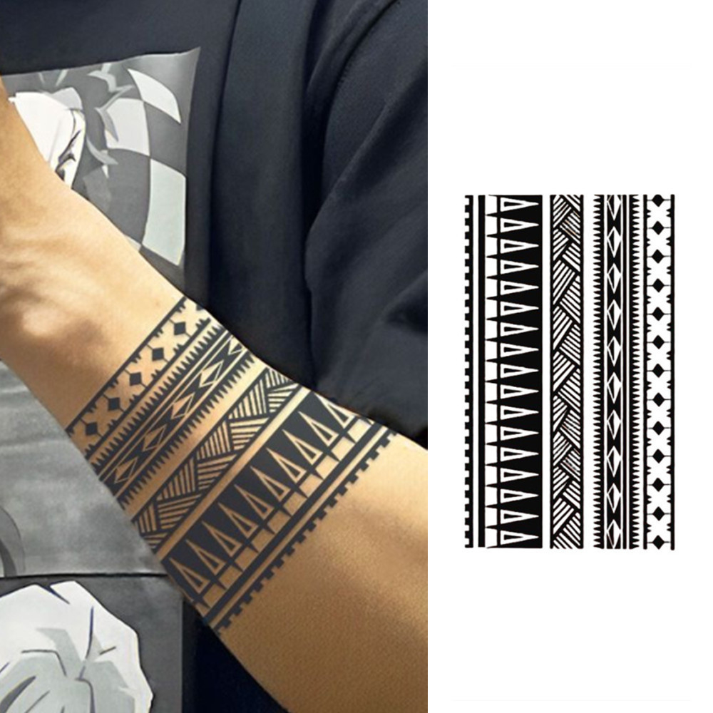 Bracelet Tattoo Sold On Temu New Zealand throughout Tribal Bands Feather Braided Leather Tattoo Pattern Template
