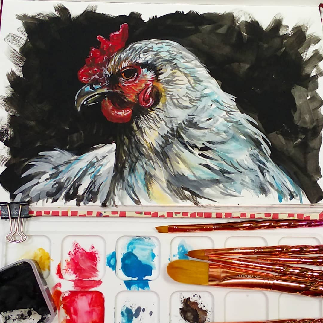 Brush Set Giveaway! Chicken Sketchbook Sunday &amp;amp; Tips For Working pertaining to Lea Griffiths Paper Feather Template