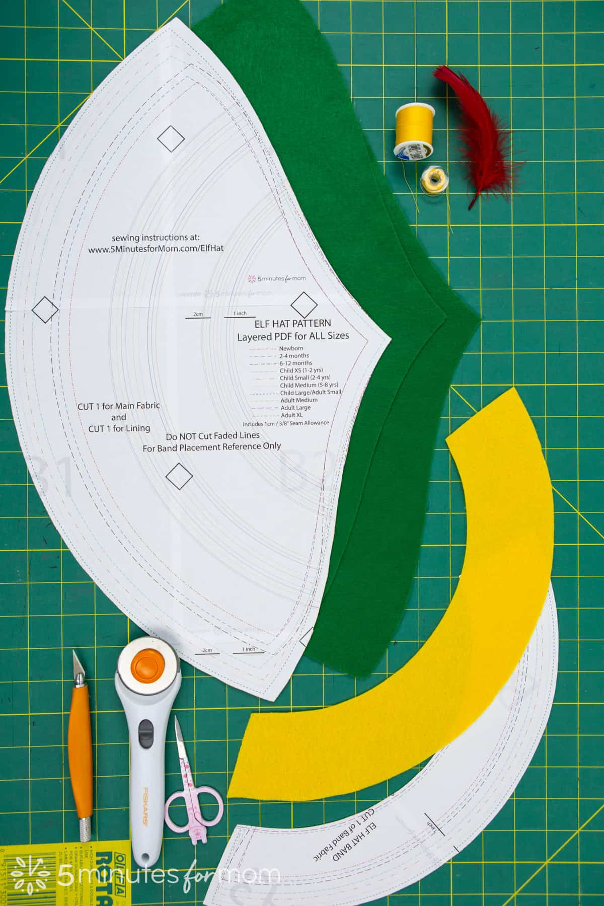 Buddy The Elf Hat Pattern - How To Make An Elf Hat Out Of Felt - 5 regarding Feather Headband Template 3-8 Inches