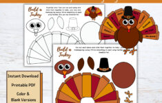 Build A Turkey Craft For Kids, Thankful Turkey, Printable for Thankful Turkey Feathers Template