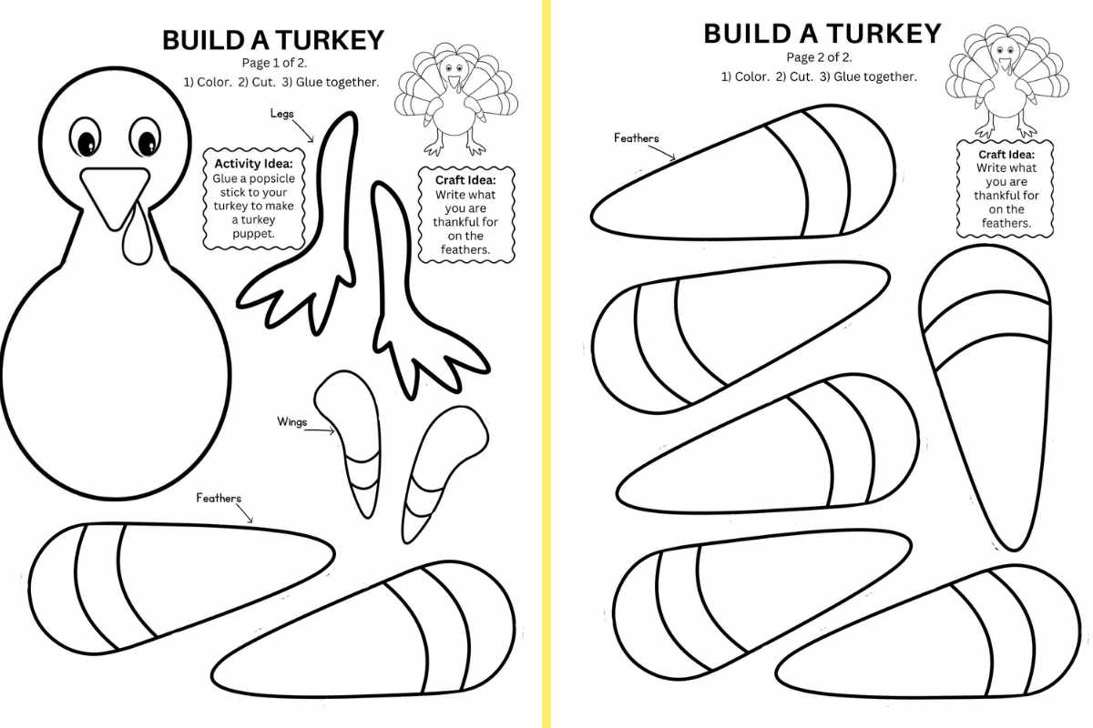 Build A Turkey Craft: Free Printable | Craft Corner Diy throughout Turkey Body Template Color