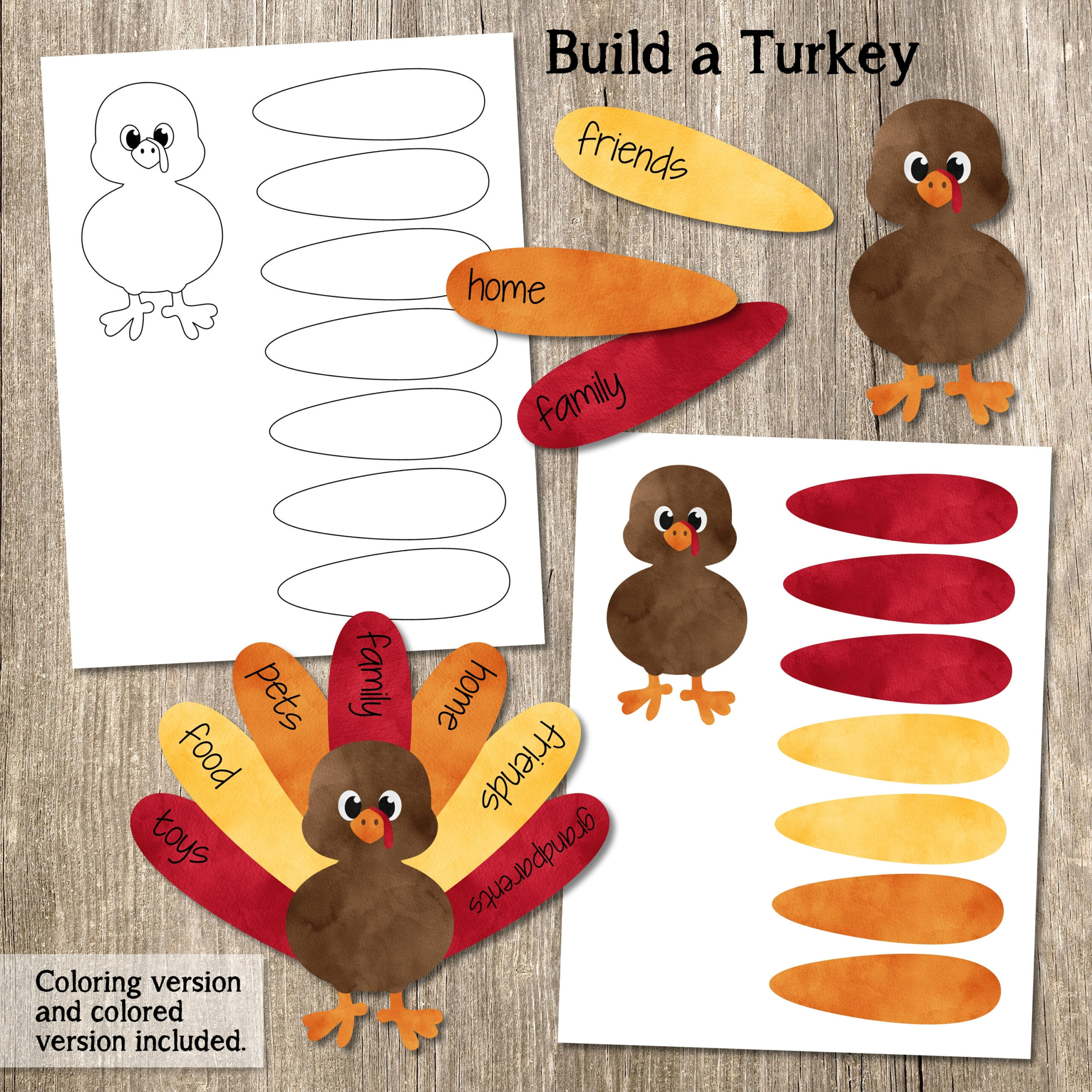Build A Turkey Kid&amp;#039;S Craft, Printable Thanksgiving Craft, Printable Turkey  Craft, Thanksgiving Printable, Thanksgiving Activity, Printable regarding Build A Turkey Template