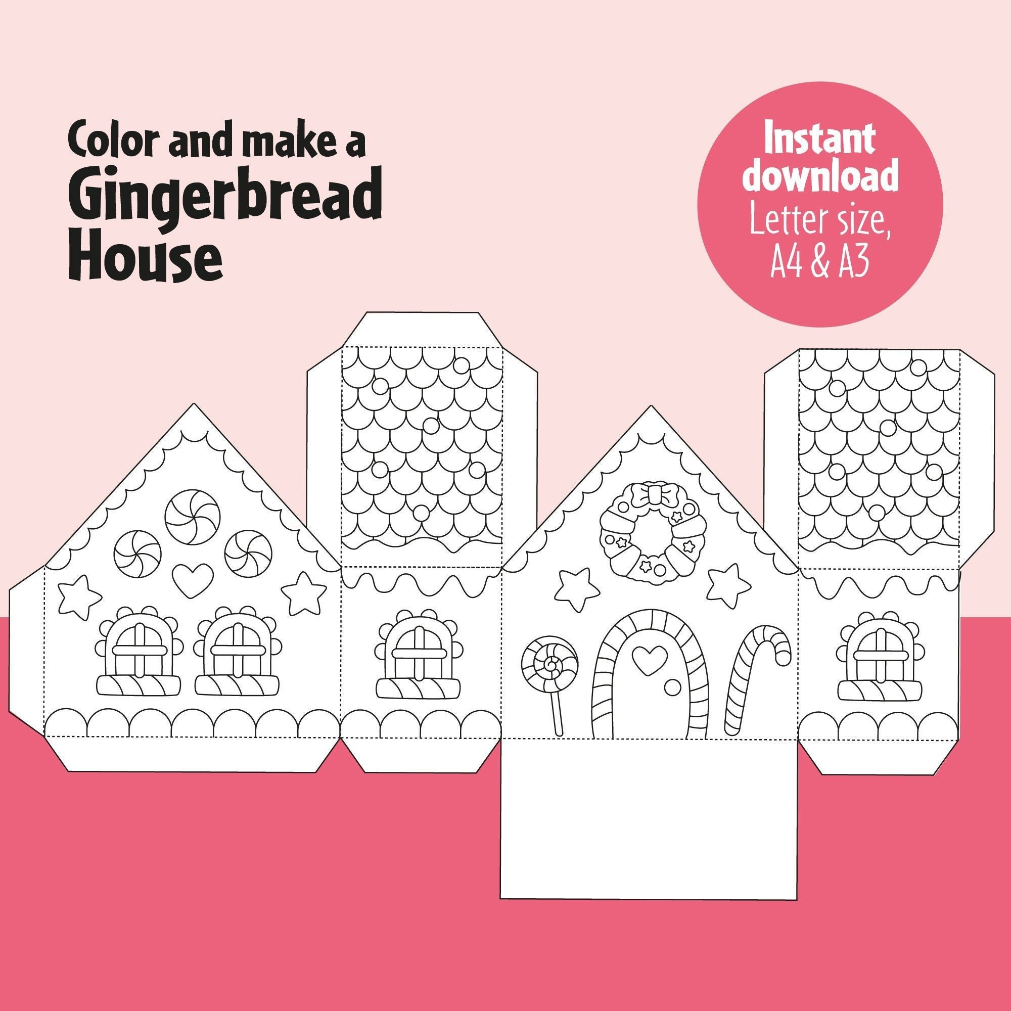 Buy Gingerbread House To Color. Coloring Page. Arts And Crafts For pertaining to Full Size Gingerbread House Template