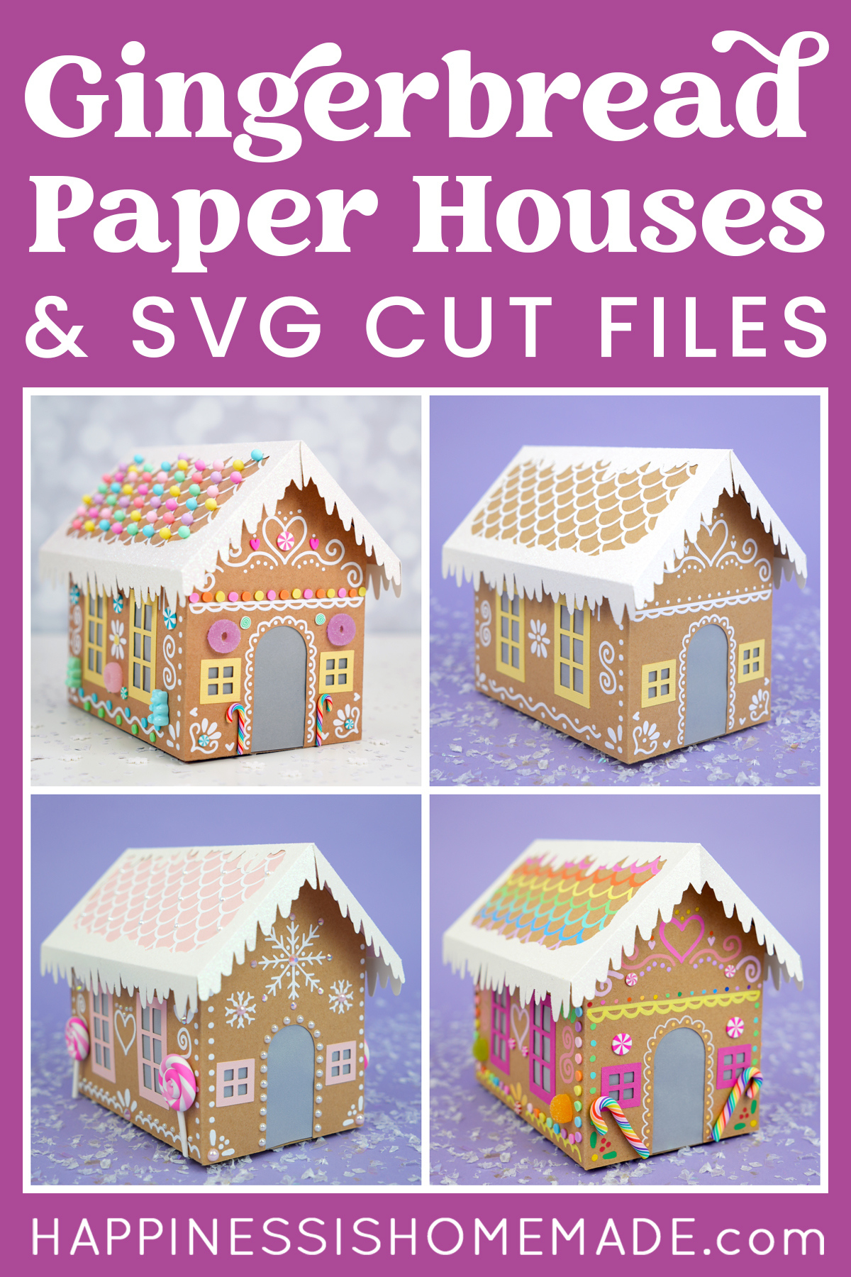 Cardboard Gingerbread Houses + Svg Files - Happiness Is Homemade for Diy Cardboard Gingerbread House Template