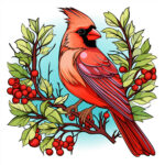 Cardinal Coloring Page | Coloring Pages Mimi Panda Inside Cardinal Feather Template Page Background