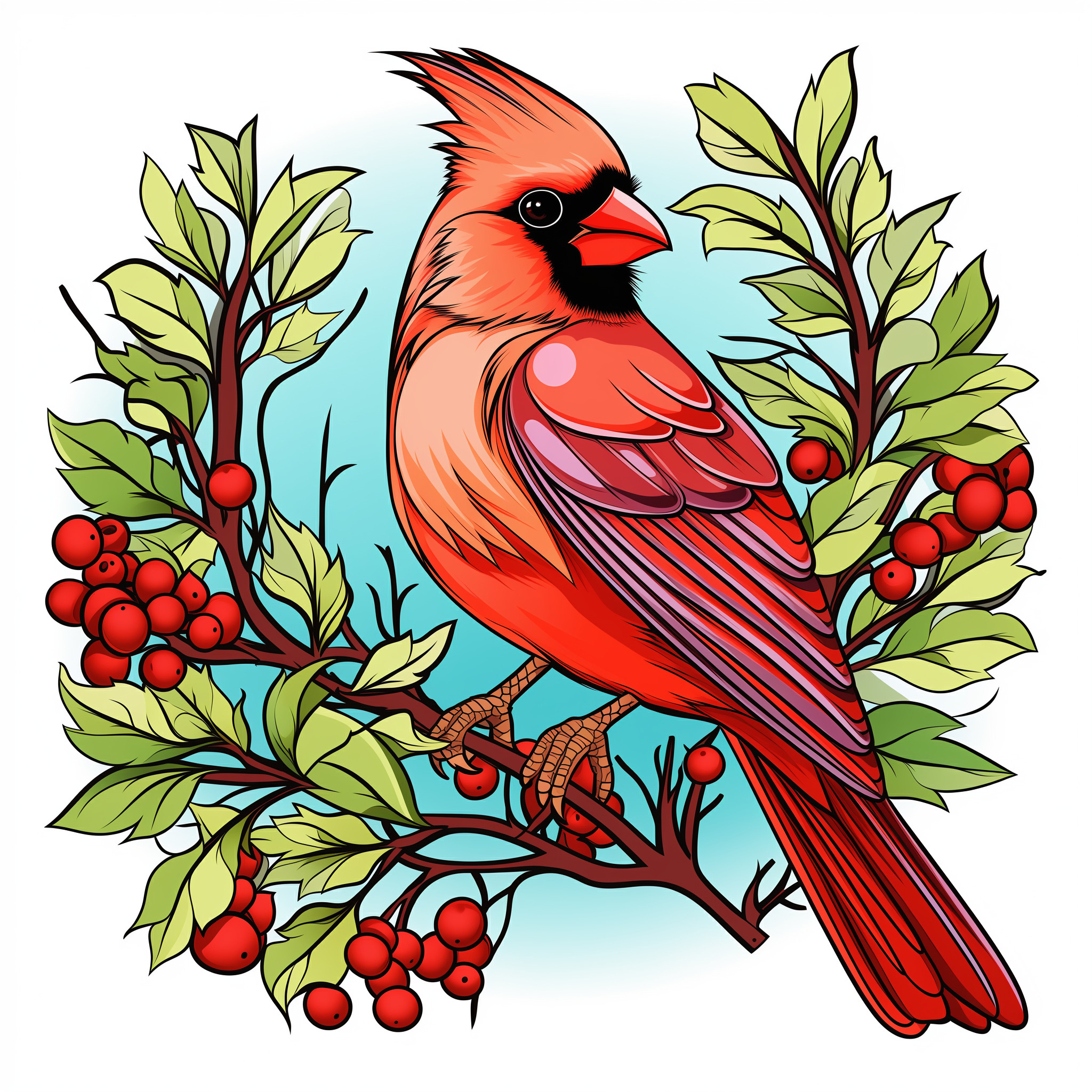 Cardinal Coloring Page | Coloring Pages Mimi Panda inside Cardinal Feather Template Page Background