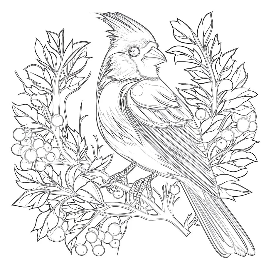 Cardinal Coloring Page | Coloring Pages Mimi Panda pertaining to Cardinal Feather Template Page Background