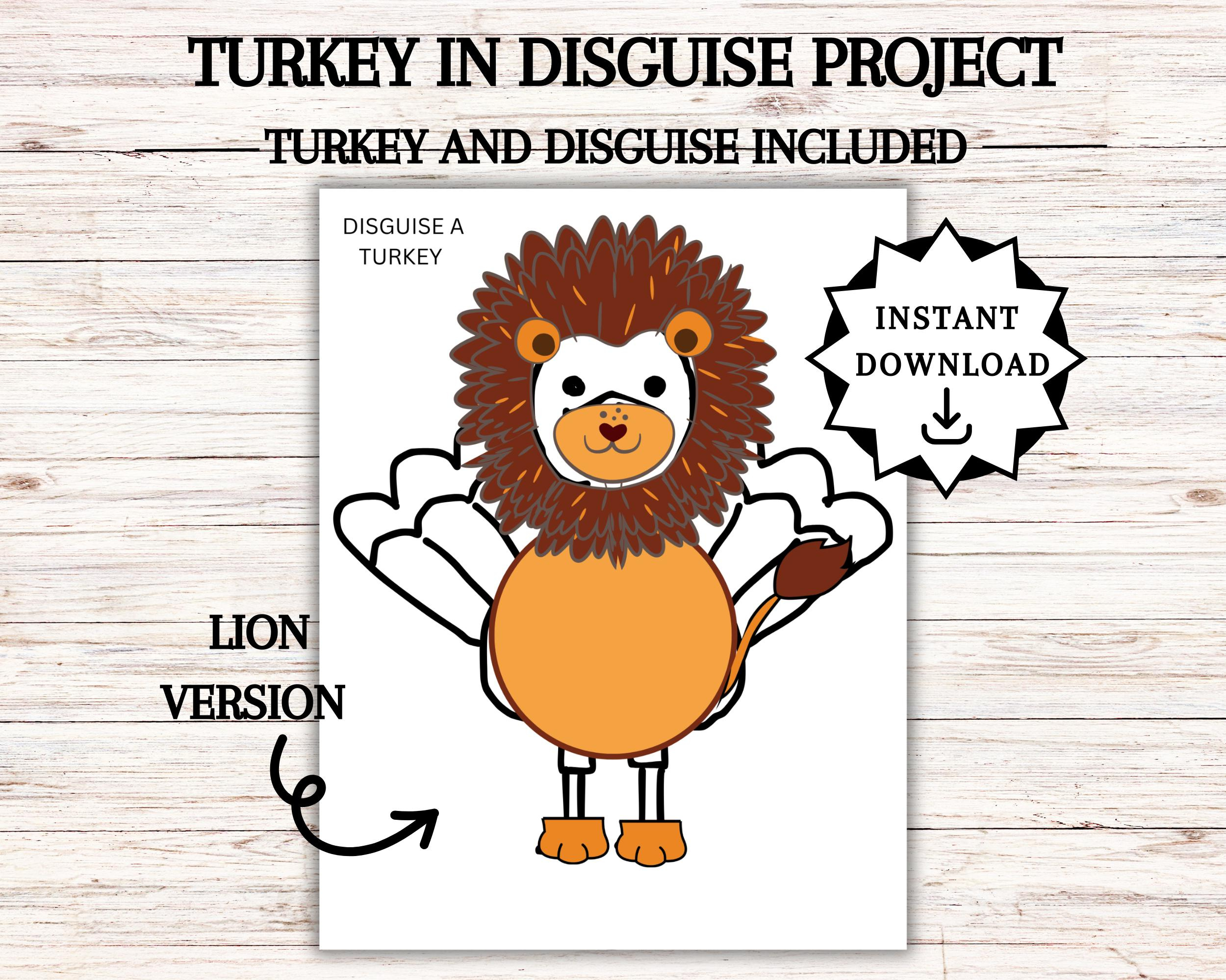 Cat With Disguise - Etsy with regard to Disguise a Turkey Project Template Lion Face