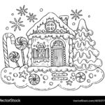 Christmas Gingerbread House Coloring Page – Lizenzfreie Inside Gingerbread House Colouring Template