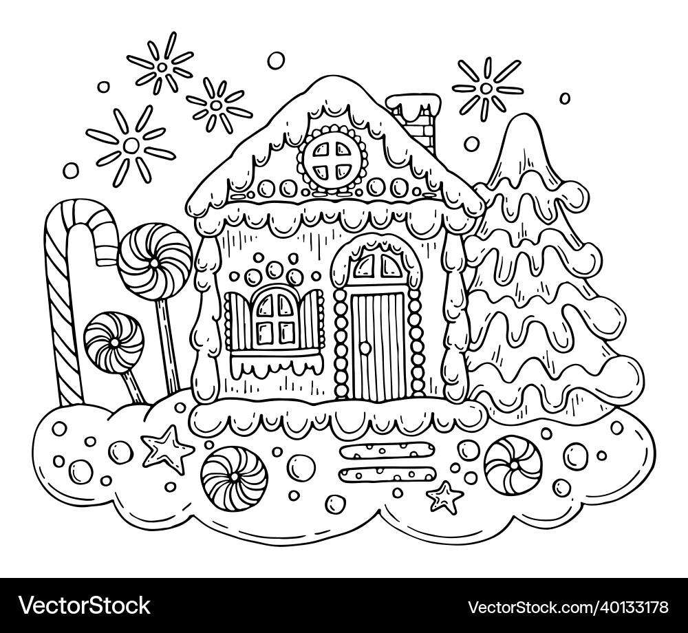 Christmas Gingerbread House Coloring Page – Lizenzfreie inside Gingerbread House Colouring Template