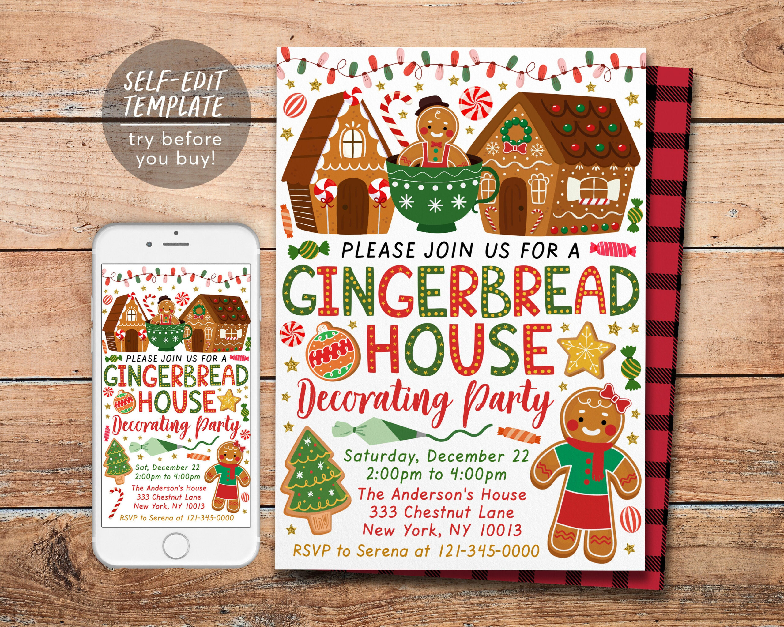 Christmas Gingerbread House Decorating Party Invitation Editable with Gingerbread House Invitation Template