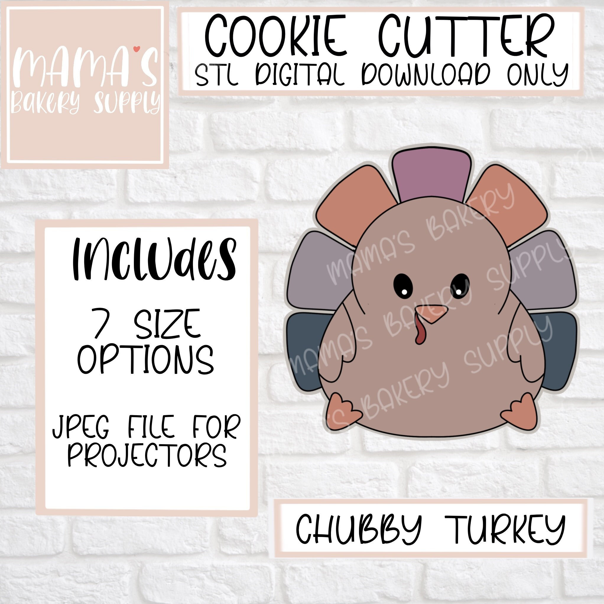 Chubby Turkey Plaque Cookie Cutter Stl File Digital Download - Etsy Uk within Turkey Cookie Cutter Template