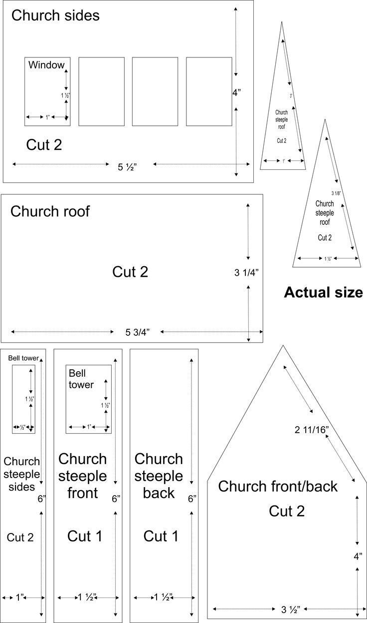 Church Village Illustrations | Gingerbread House Patterns, Glitter for Gingerbread House Template Sizes