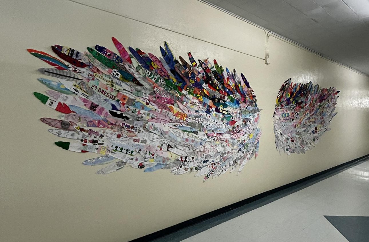 Collaborative Feather Mural Demonstrates School Spirit – The Buzz with regard to What Lifts You Feather Template