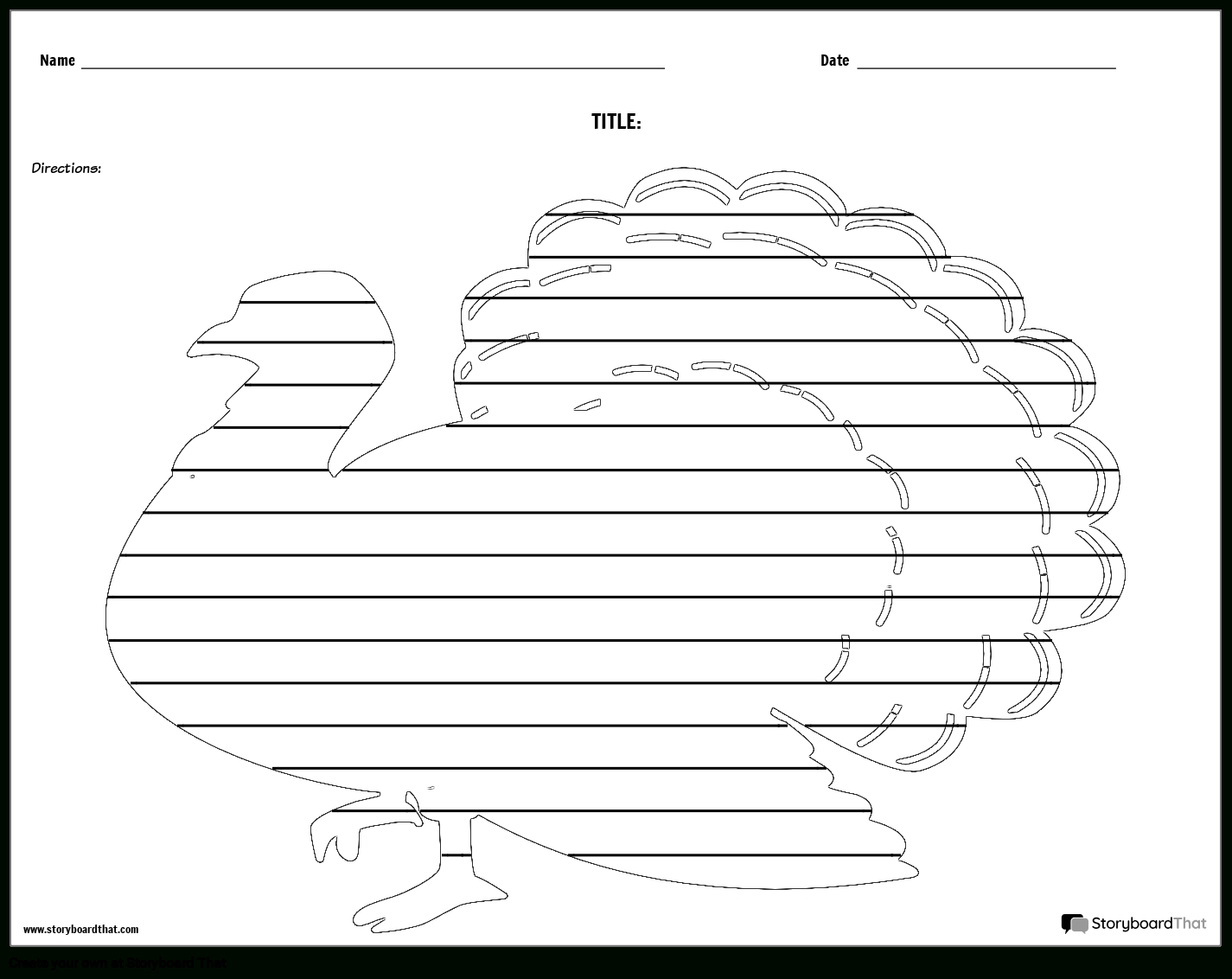 Creative Writing Template Featuring A Big Turkey regarding Free Printable Turkey Writing Template
