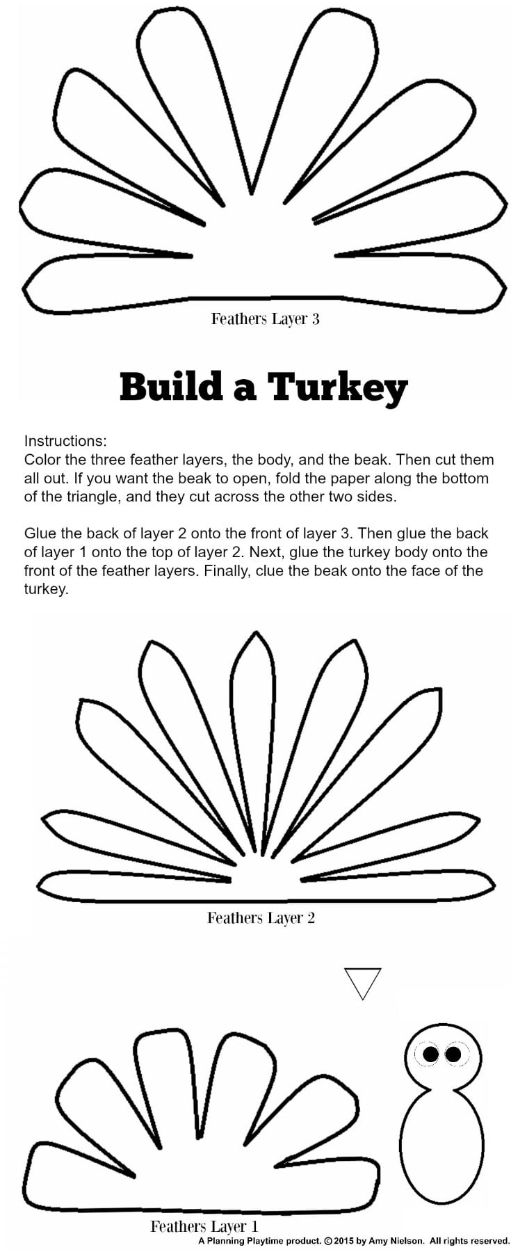 Cute Turkey Craft W/ Free Printable Template - Planning Playtime intended for Turkey With Feathers Template