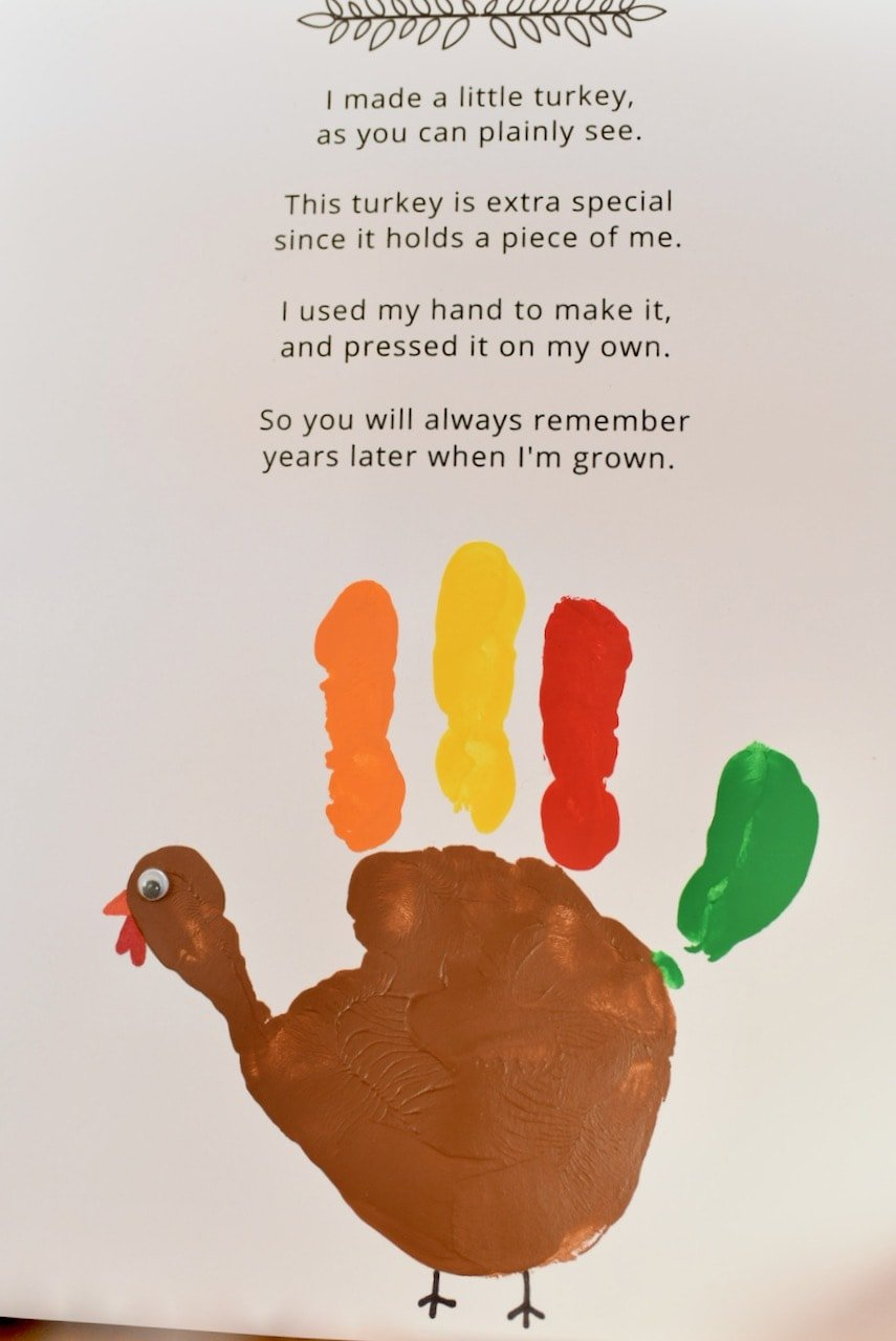 Cutest Turkey Handprint Craft + Poem Printable - Make Life Lovely within Handprint Turkey Craft Template