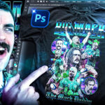Design Vintage Bootleg Rap Merch   Photoshop Tutorial 2023 With PSD Template To Feather A Shirt