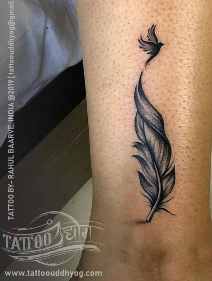 Small Feather Tattoo Template