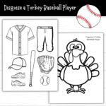 Disguise A Turkey Baseball Player, Black And White Printable Intended For Disguise A Turkey Baseball Player Template