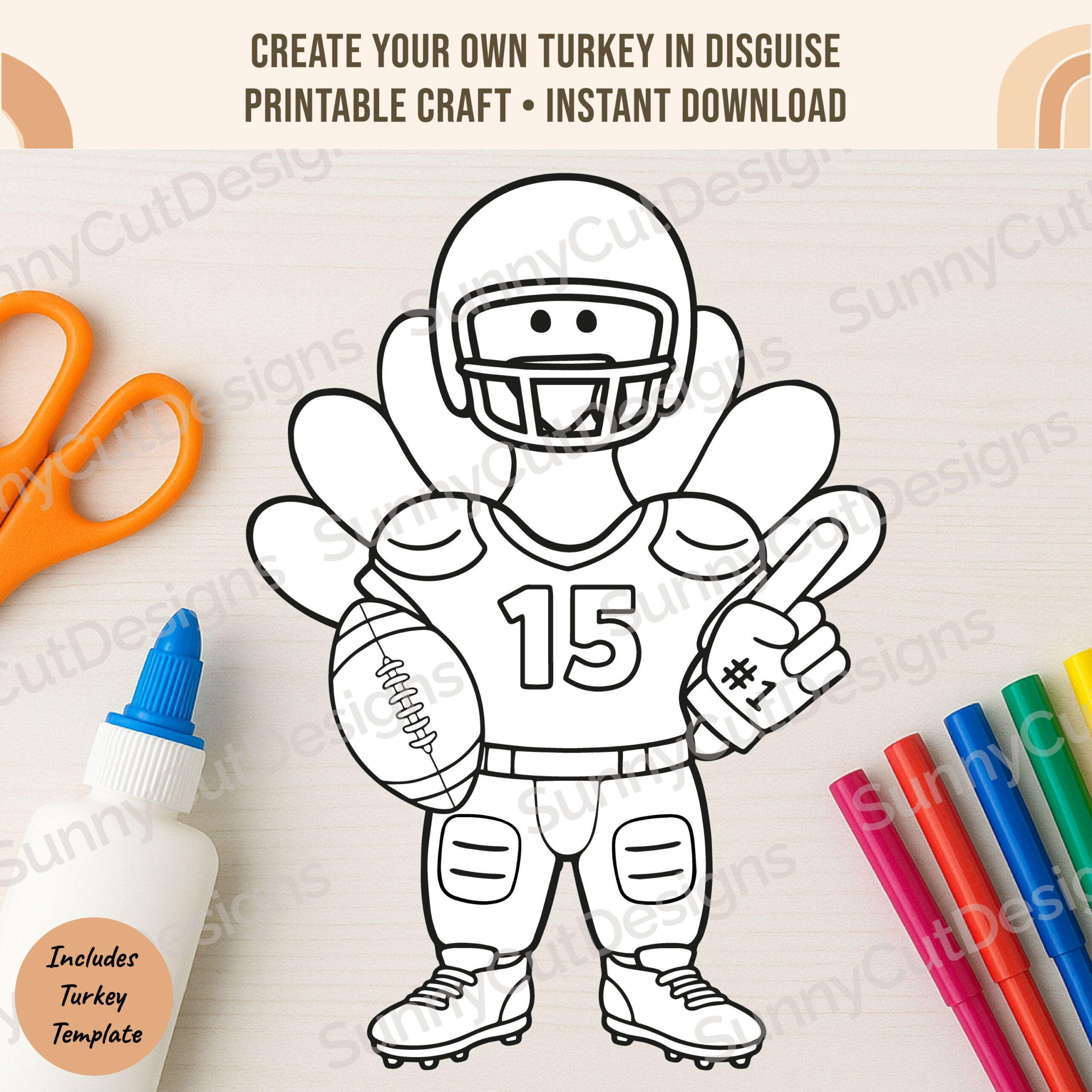 Disguise A Turkey - Football Player Blank Template Disguise within Football Turkey Disguise Template