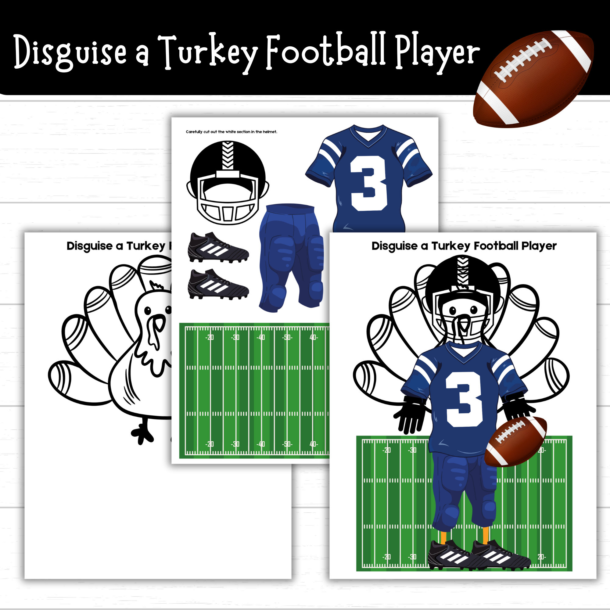 Disguise A Turkey Football Player, Turkey In Disguise Football in Turkey Disguise Football Player Template Free