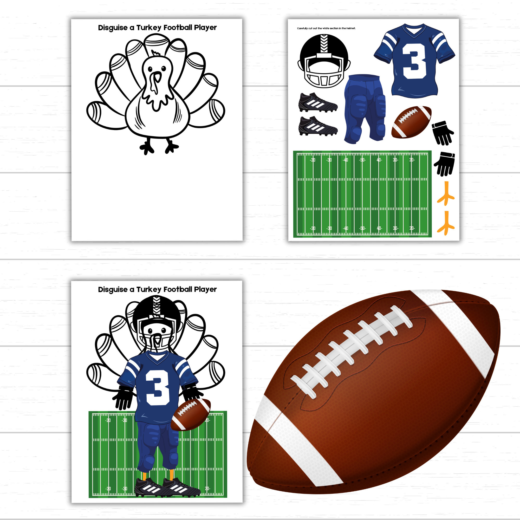 Disguise A Turkey Football Player, Turkey In Disguise Football with Disguise Tom Turkey As a Football Player Template